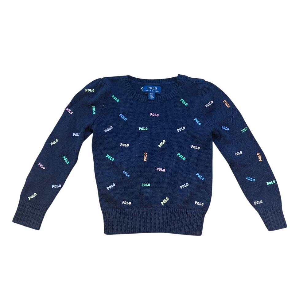 Polo‎ Ralph Lauren dark navy knit polo lettering embroidery crew sweater SIZE 4T